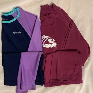 Set of 2 girls size medium Rashguard long sleeve swim shirts